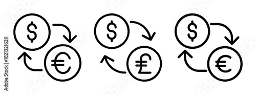 Currency exchange dollar euro pound sterling conversion rates finance money vector illustration