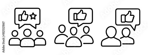 Social media engagement like thumbs up rating feedback review customer satisfaction vector graphic
