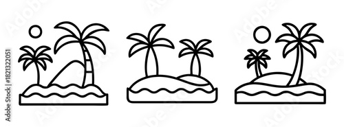 Palm tree island vector graphics for summer vacation travel logo design and beach theme artwork
