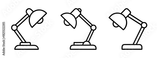 Desk lamp illustration: adjustable study lamp, office lamp, table lamp, lighting design, outline