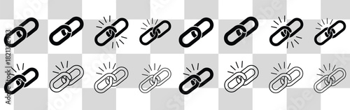 Black and white chain links represent connection security and strength in a modern design style