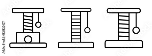 Cat tree scratching post collection vector illustration for pet furniture and activity center design