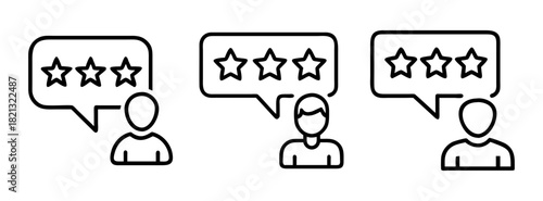 Customer feedback and review concept showing people giving star ratings for business services experience