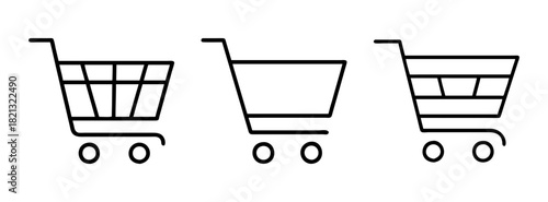 Three shopping carts vector illustration for ecommerce retail and online shopping design needs