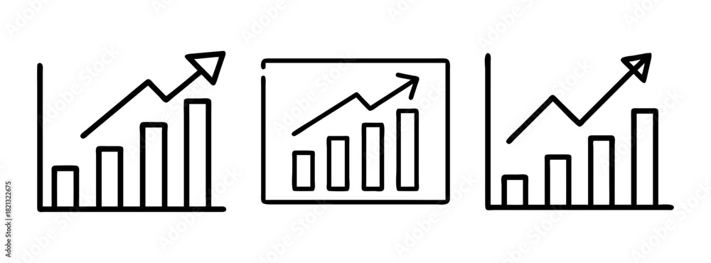 Obraz premium Hand drawn business graph chart showing growth and success financial data analysis and trend report
