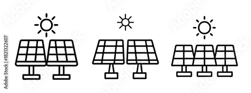 Solar panel array installation for renewable energy sustainable power generation system design concept vector