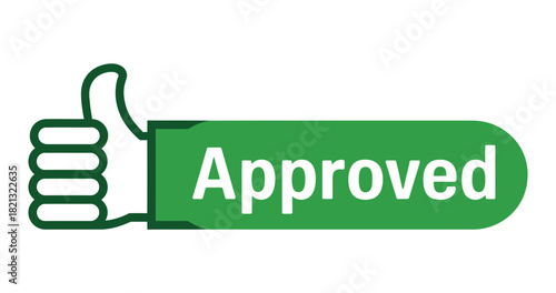 A green button with the word 'Approved' and a white thumbs-up icon is displayed prominently.