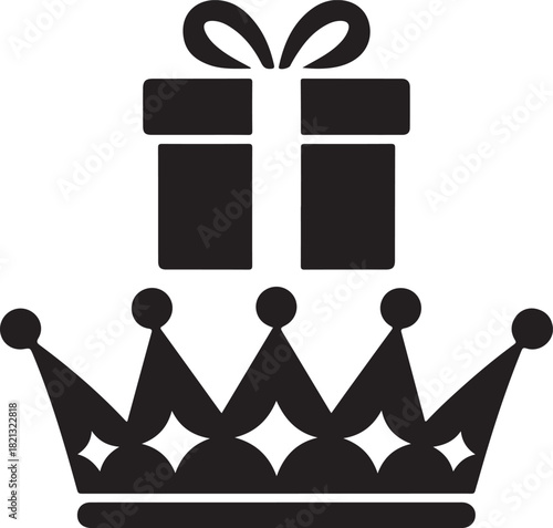 Elegant crown and gift box silhouette for epiphany celebration