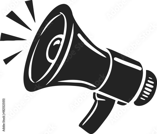 Megaphone sketch hand drawn style with sound waves. Vector illustration