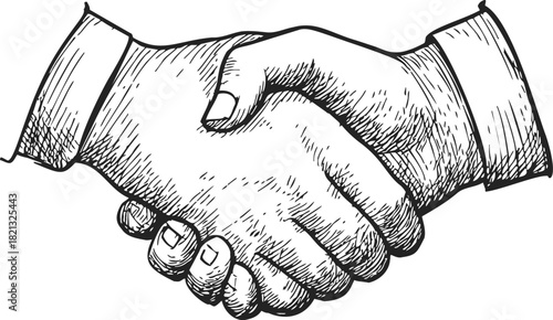 Handshake sketch hand drawn business agreement concept. Vector illustration