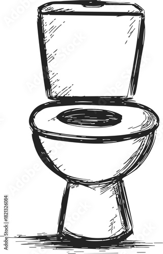 Toilet sketch hand drawn style with rough lines and simple shading. Vector illustration