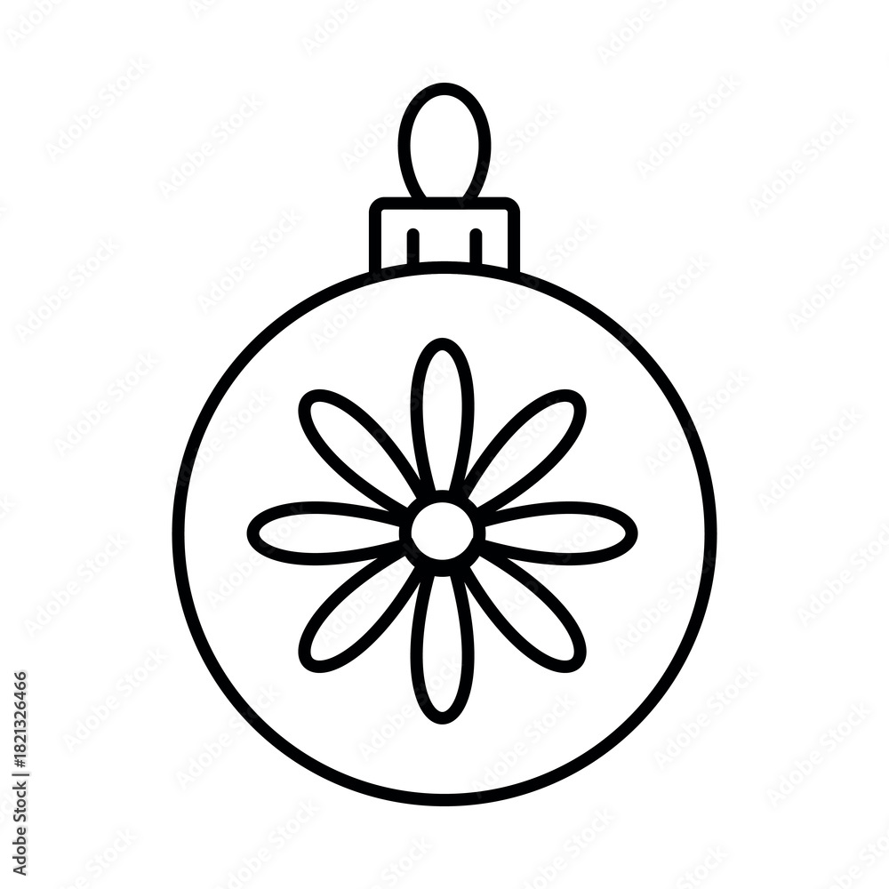 Fototapeta premium An illustration of a black Christmas tree ball icon on a white background