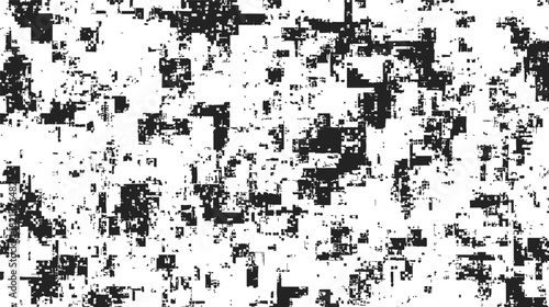 Abstract black and white glitch pattern, sketch style, random pixelated digital texture. Vector illustration