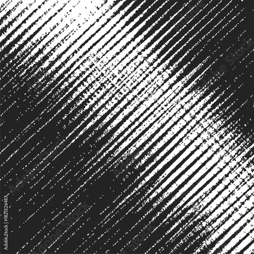 Diagonal stripes grunge texture, sketch hand drawn abstract black and white pattern. Vector illustration