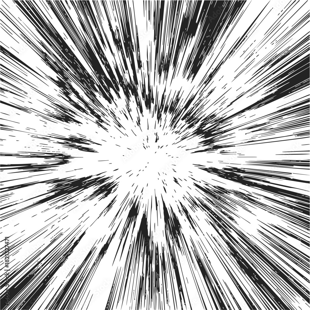 Obraz premium Speed lines sketch hand drawn comic burst radial explosion background. Vector illustration