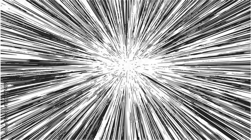 Speed lines sketch hand drawn comic style radiating from center for dynamic motion effect. Vector illustration