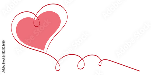 Double of red vector hearts retro styled and stroked by hands with brush for logo, romantic love design, wedding or Valentine's day card. Best Heart Collection Design. Vector illustration.