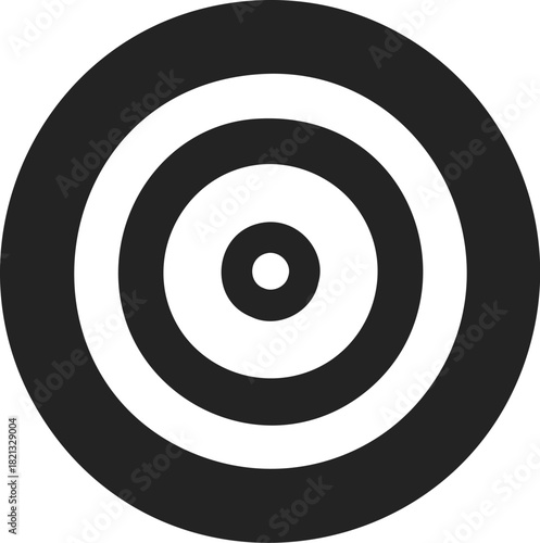 Target symbol sketch, hand drawn concentric black and white circles, minimal bullseye icon. Vector illustration
