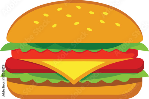 Mouthwatering gourmet cheeseburger vector illustration delicious food art scalable eps icon