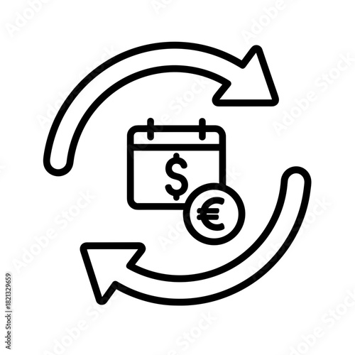 Subscription Model concept with dollar and euro currency symbols concept of Digital Business, Analytics, Marketing & Strategy