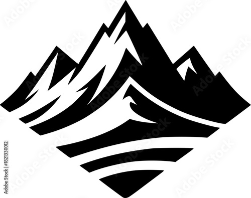 Mountain Peak Icon: A striking graphic, showcasing the majestic silhouette of mountain peaks against the sky, symbolizing adventure and the thrill of outdoor exploration.