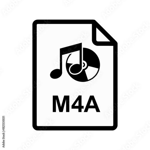 M4A audio file icon with musical notes and CD symbol.