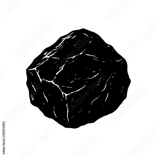 Textured Black Coal Lump Illustration