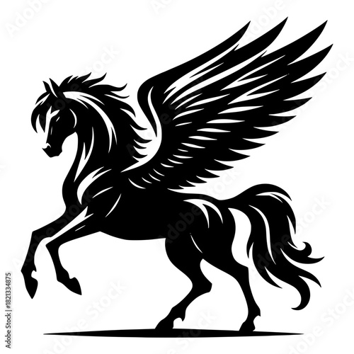 a winged horse, mythical creature,silhouette vector image illustration