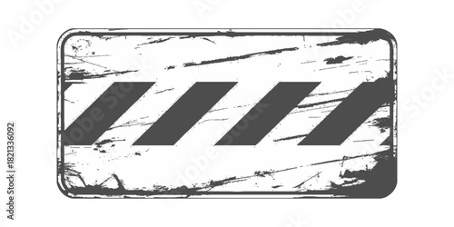 black and white caution sign board. warning templates in grunge style with black lines, grain, Stains, And scratches, Old vintage board for construction or on the road, or police accident
