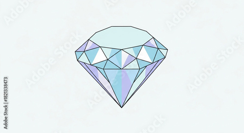 Modern Geometric Diamond with Pastel Blue and Purple Facets on Textured Background