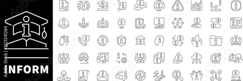 Inform vector icons in line style. Information icons set. Outline INFO icons