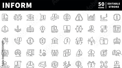 Information icons set. Inform vector icons in line style. Outline INFO icons