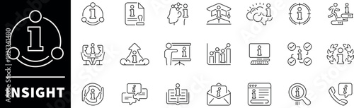 Insight vector icons in line style. Insight icons set. Outline insight icons