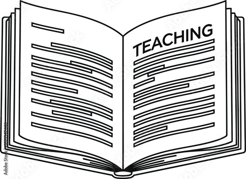 Open book with teaching title illustration