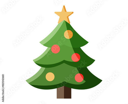 Árbol de navidad decorado con estrella y esferas