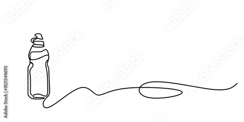 Nourishment in a Single Line, A continuous line drawing of a baby bottle with elegant curves