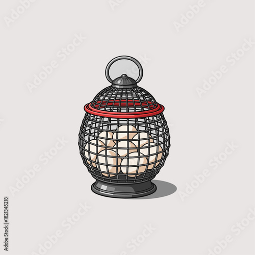 Chicken egg stored in a cage icon logo flat vector design