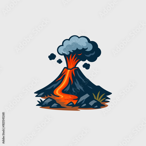 Lava eruption icon logo flat vector design