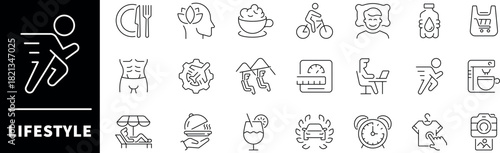 Lifestyle vector icons in line style. Lifestyle related icons set. Life, living, lifestyle icons