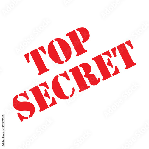 Red top secret stamp vector icon, confidential document marking graphic for security alerts, classified labels and official office designs