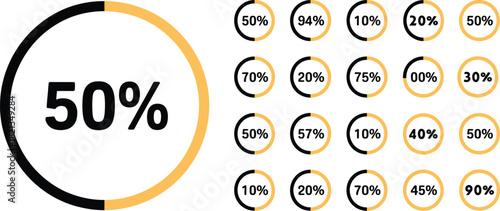Percentage Circle Diagrams Data Visualization Charts for Representing Numerical Values