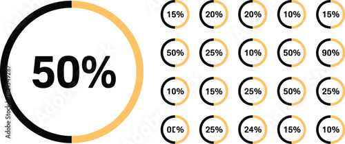 Percentage Circle Diagrams Data Visualization Icons for Progress Tracking and Analysis