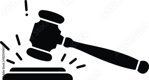 Gavel Icon Symbolizing Justice, Law, and Legal Processes with Bold Black Design