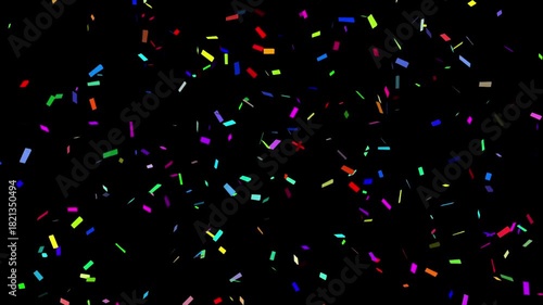 Realistic colorful confetti falling down on transparent dark background perfect for party celebration birthday wedding new year and festive video overlay animations