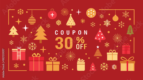 Christmas gift voucher template featuring festive design elements and space for recipient and sender details.eps