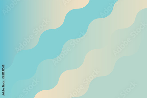 Modern vector abstract background featuring soft diagonal wavy bands in tranquil teal, mint, and pale beige gradient colors. Perfect for web design and packaging.