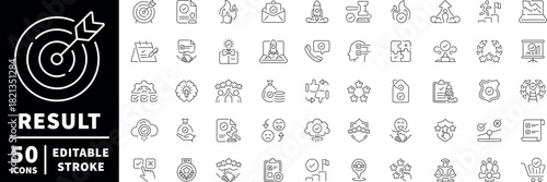 Business success icons set. editable line icons, linear, professional symbols
