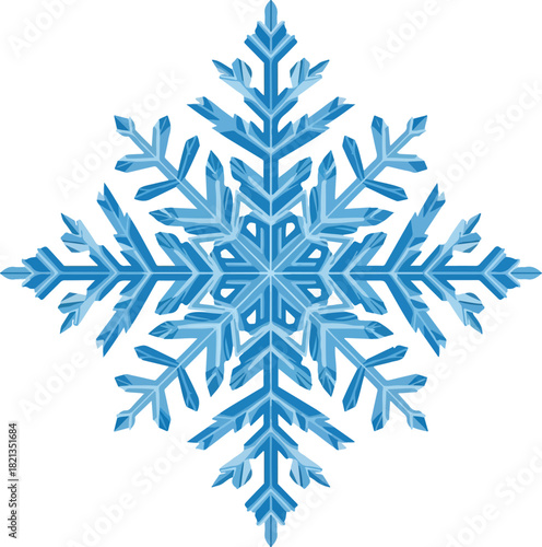 Intricate Snowflake: A mesmerizing, crystal-blue snowflake, a symbol of winter's delicate beauty, showcasing its symmetrical design and icy charm.