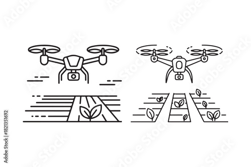 Drones monitoring crops in agricultural fields
