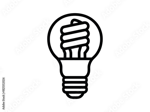 A simple line drawing of a compact fluorescent light bulb symbolizing innovation and ideas.